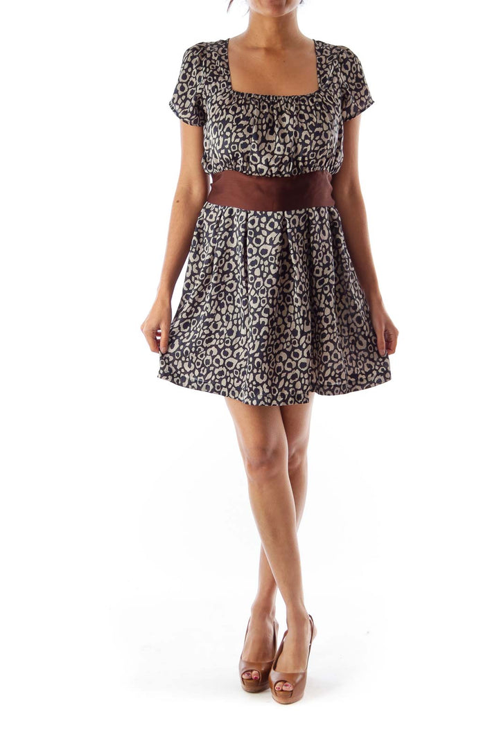 Navy Animal Print Mini Dress