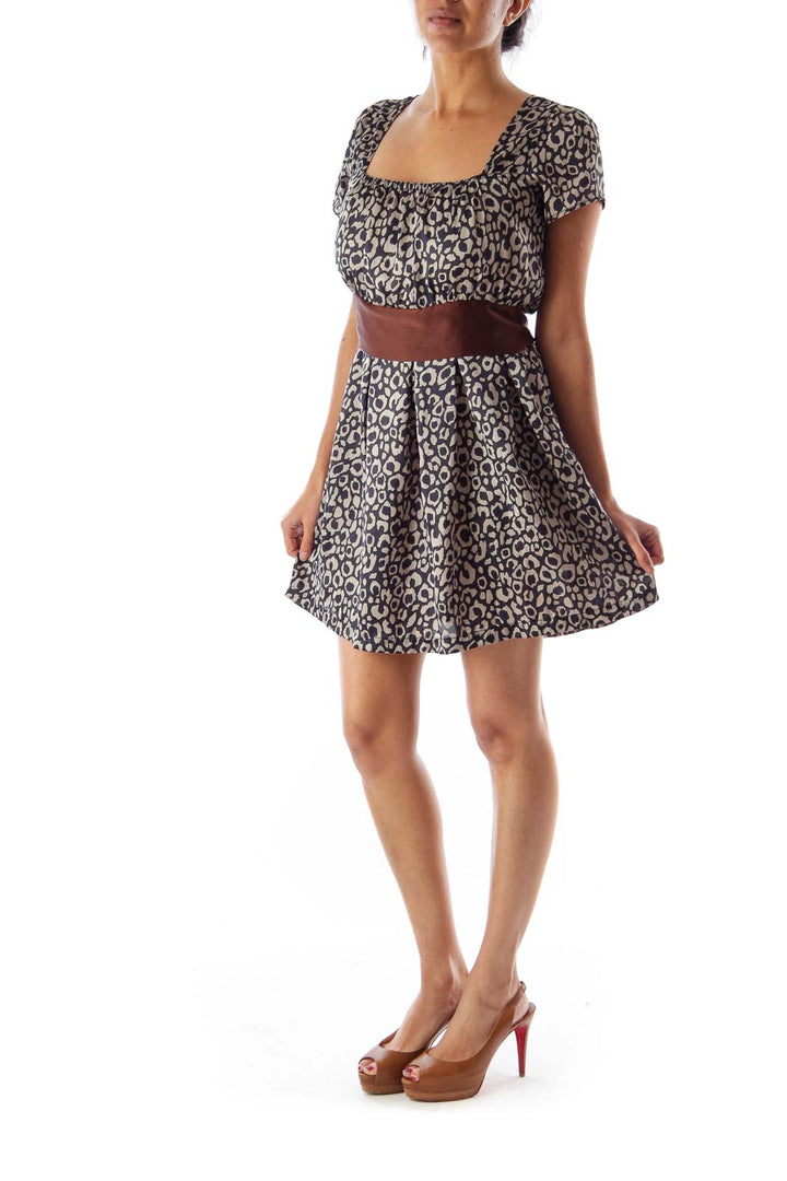 Navy Animal Print Mini Dress