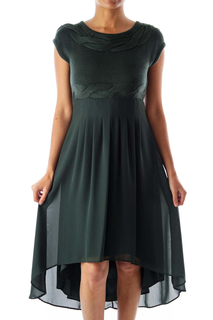 Green Knit Detail Dress