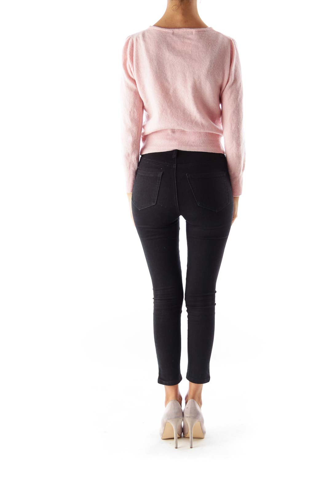 Pink Embellished Button Sweater