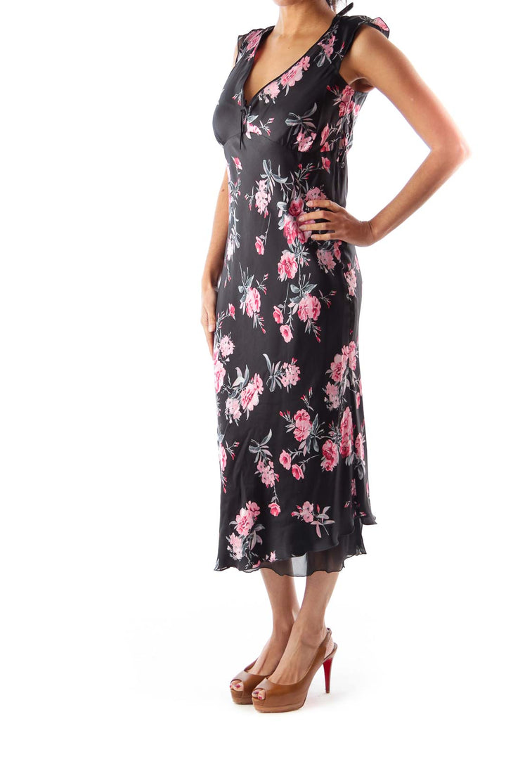 Black Floral Midi Dress