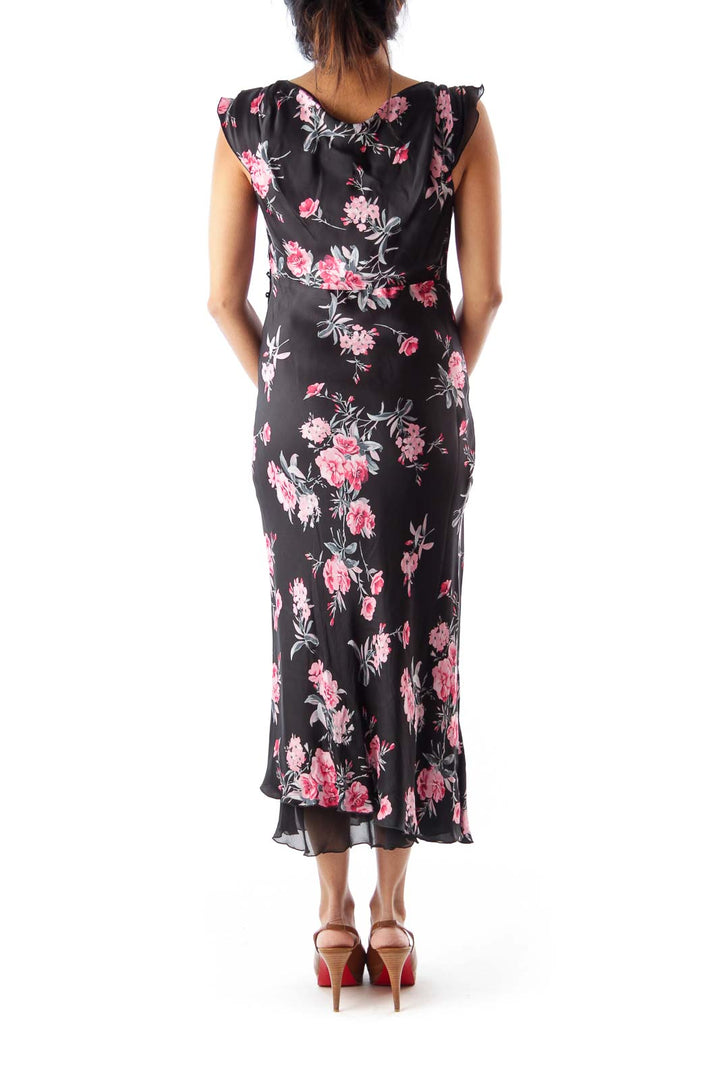 Black Floral Midi Dress