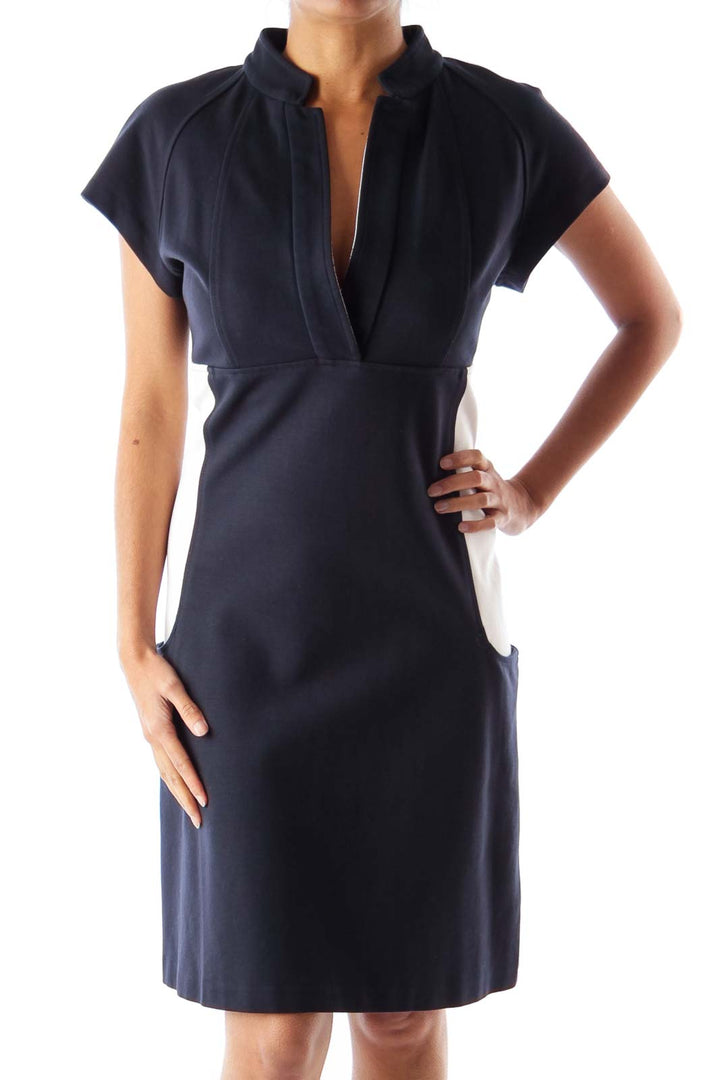 Navy & White Side Pocket Dress