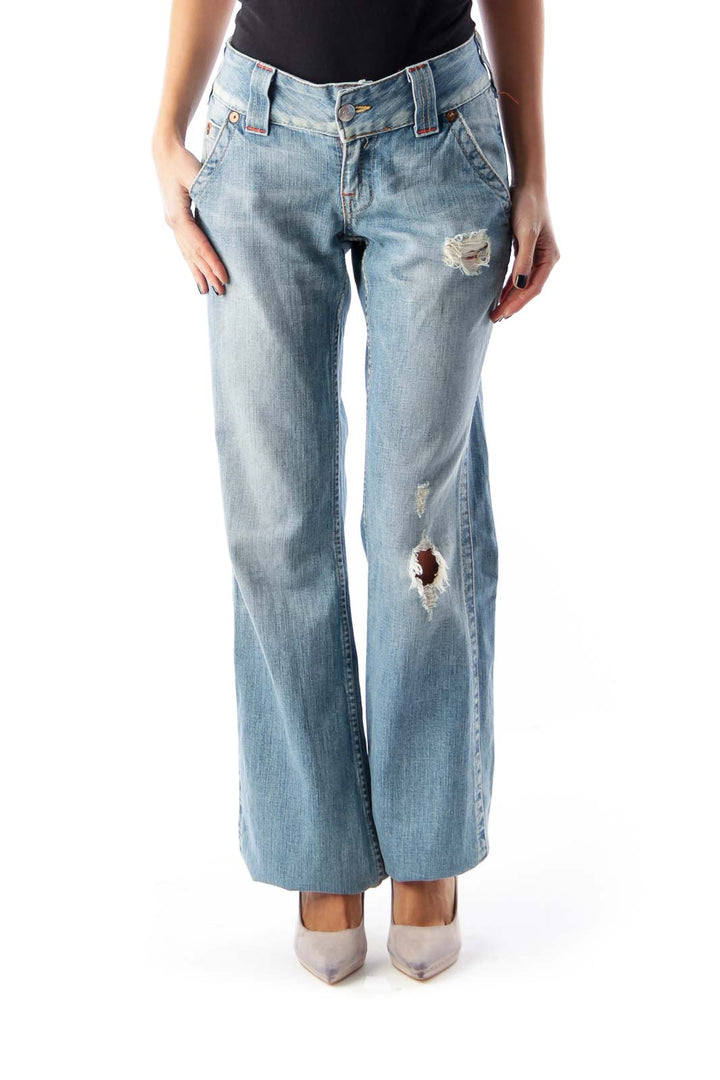 Light Blue Destroyed Jeans