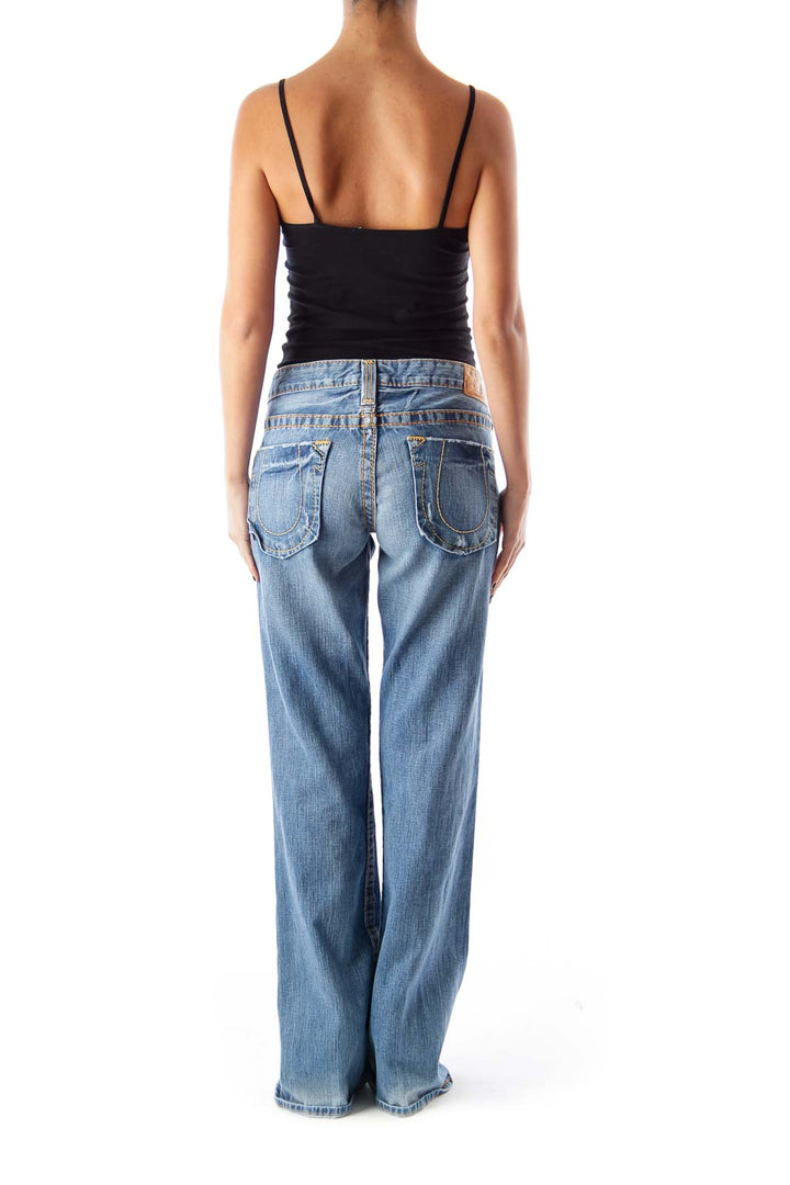 Blue Destroyed Flare Jeans