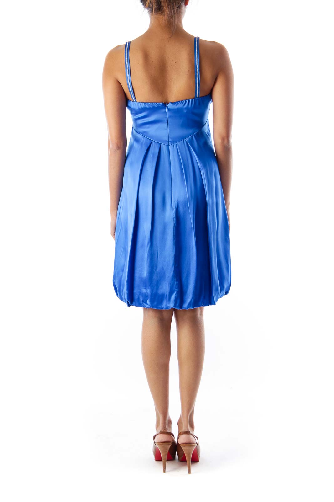 Blue Sequin Strap Silk Dress