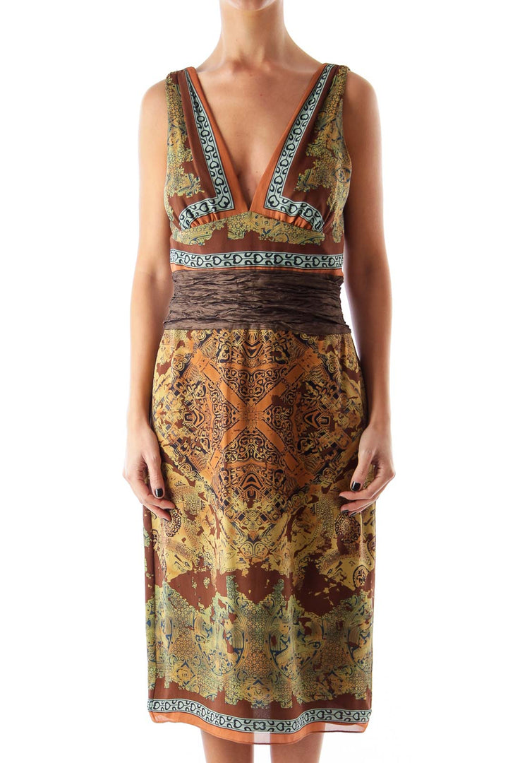 Brown Print Tank Dress