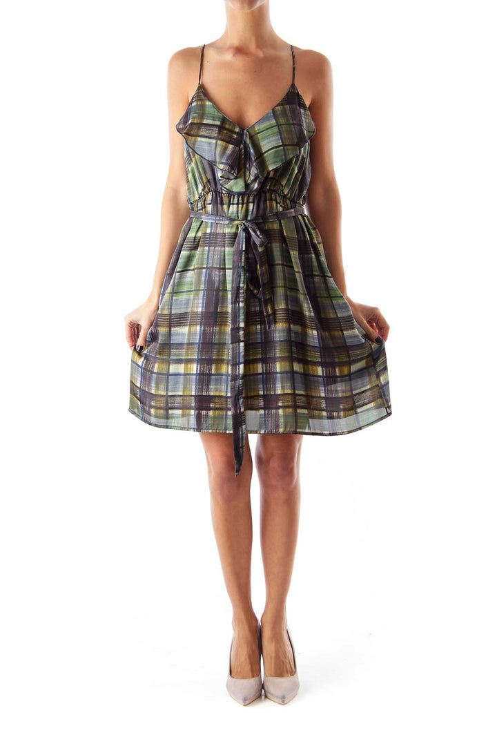 Green Plaid Mini Dress