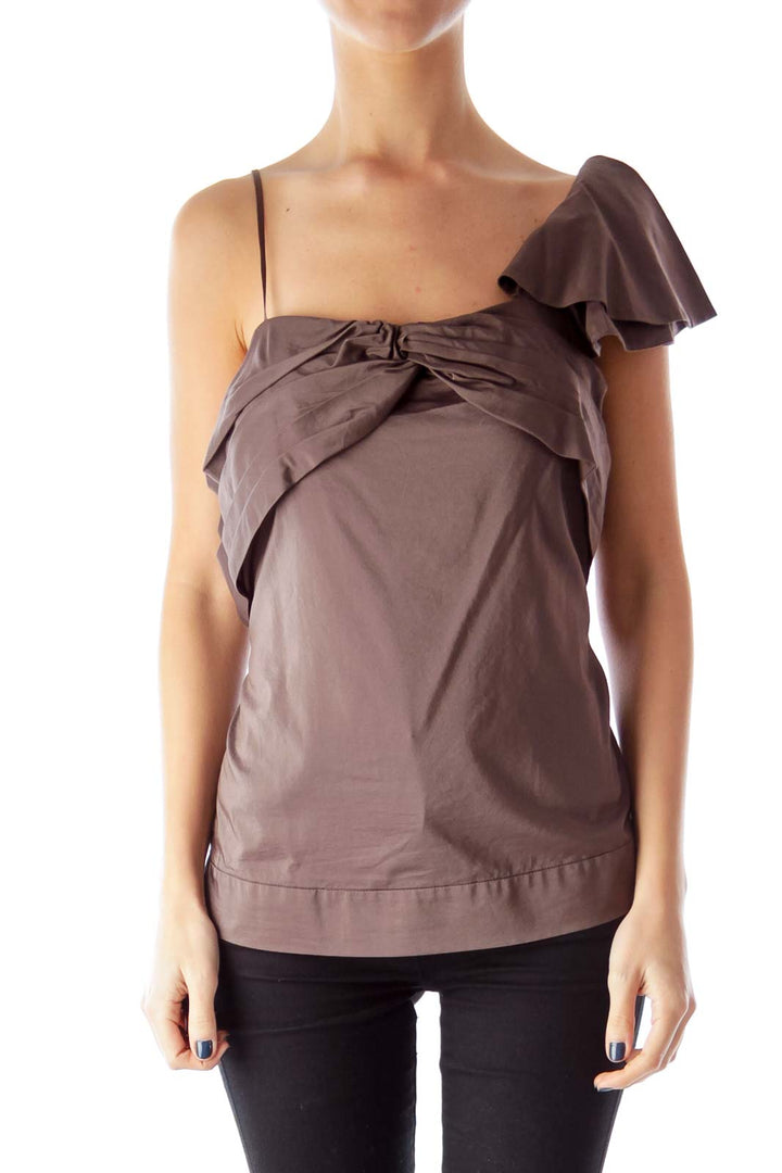 Brown Ruffle Top