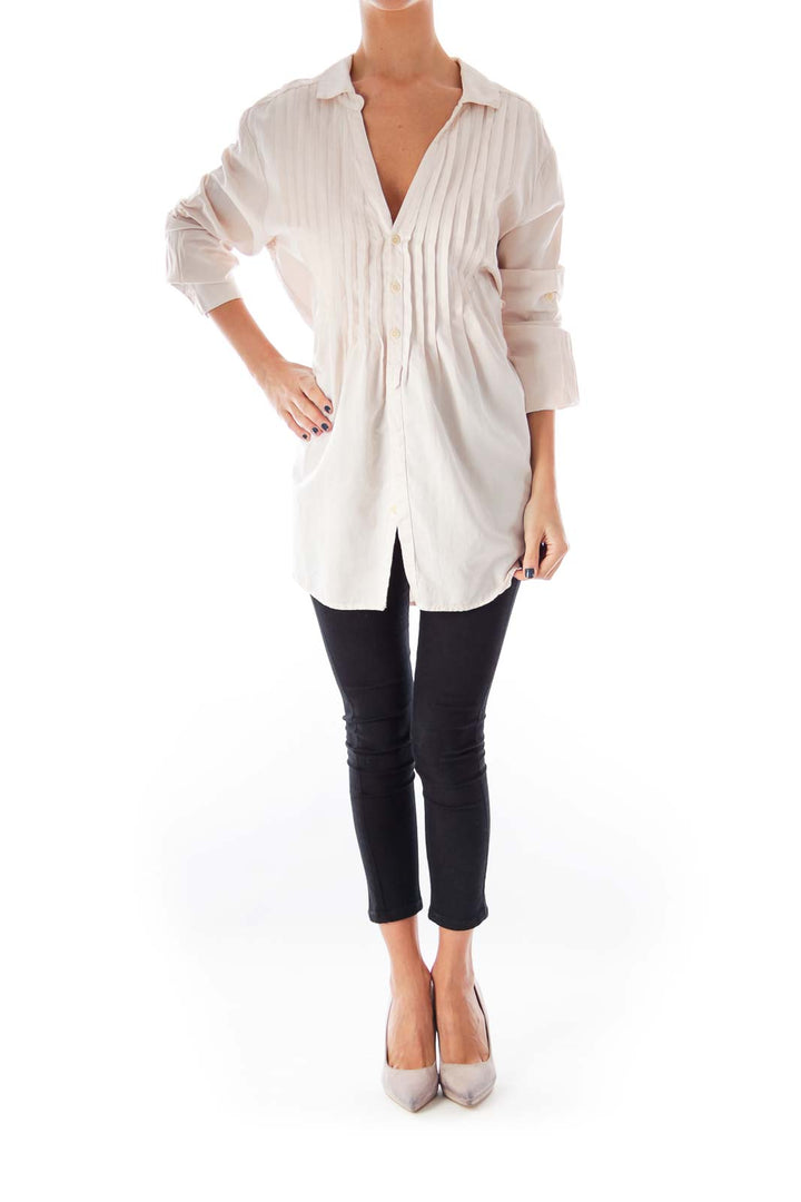 Light Pink Pleated Shirt