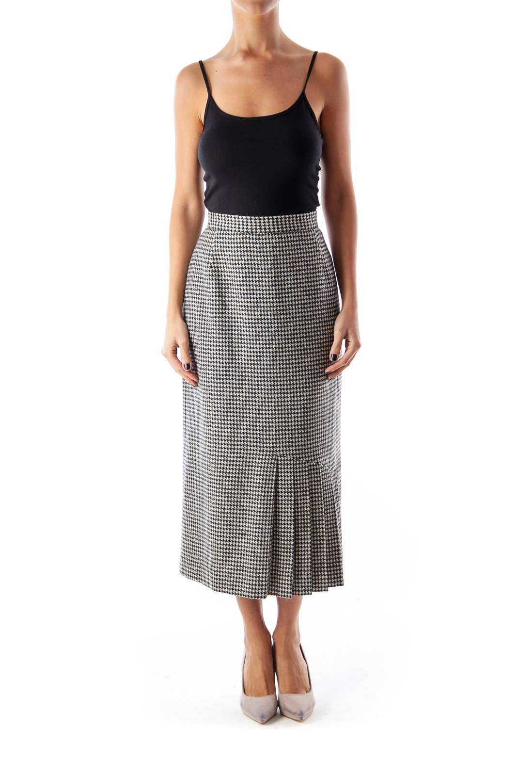 Pied de Poule Midi Skirt