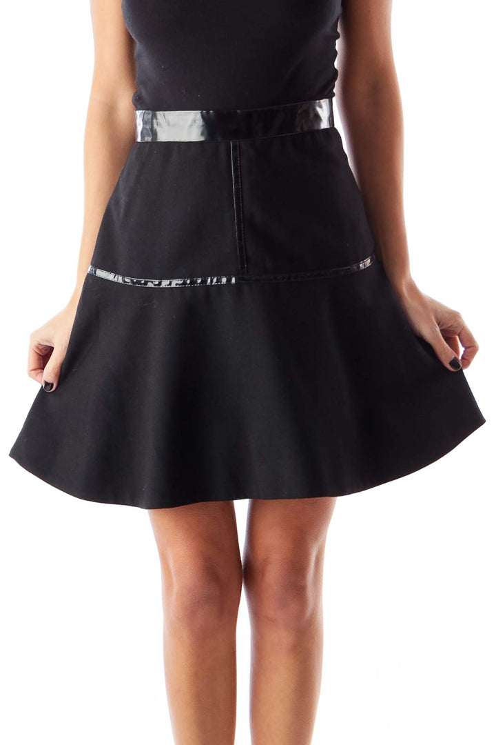 Black Vinyl A Line Skirt