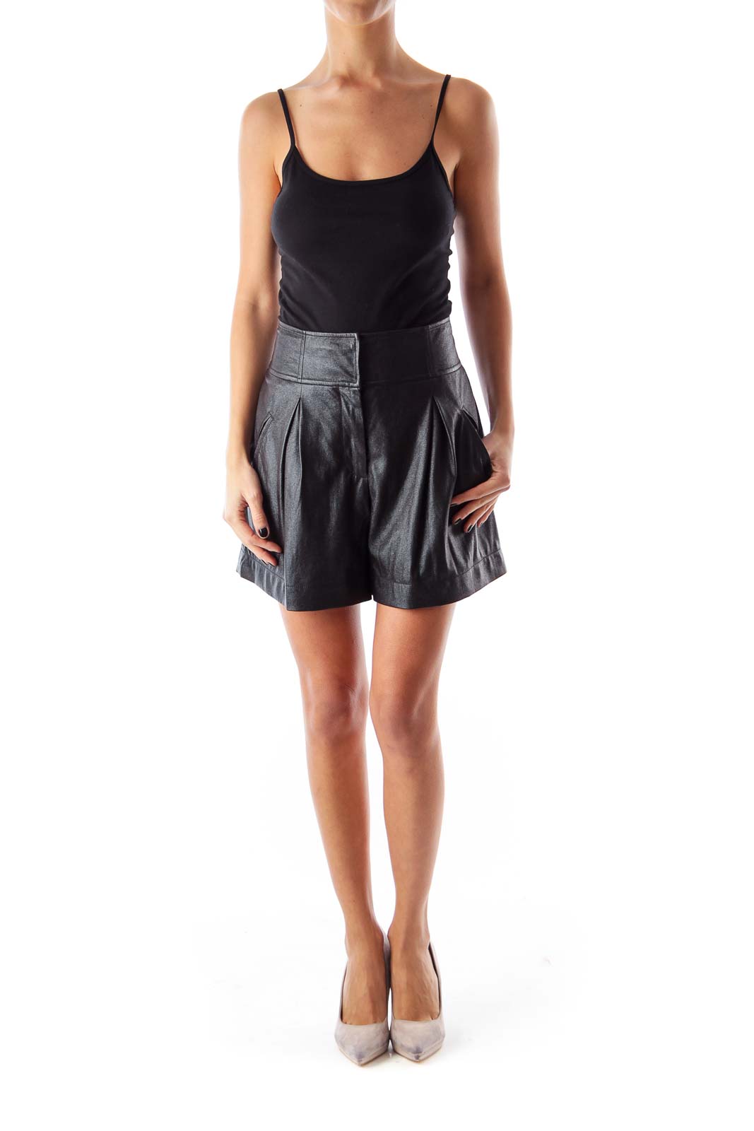 Black Faux Leather Shorts