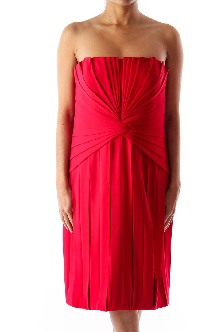 Red Pleated Party Dress