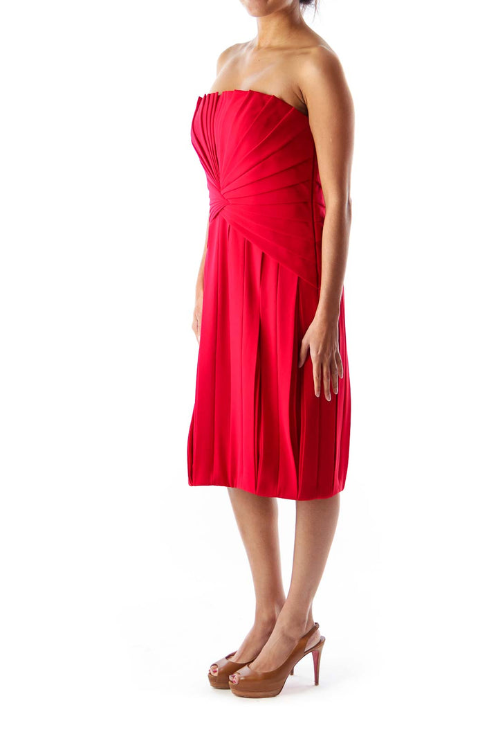 Red Pleated Party Dress