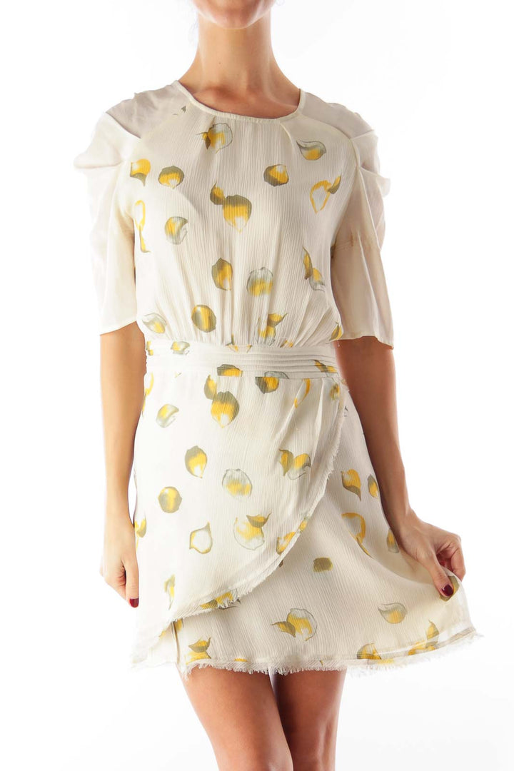 Beige Lemon Print Dress