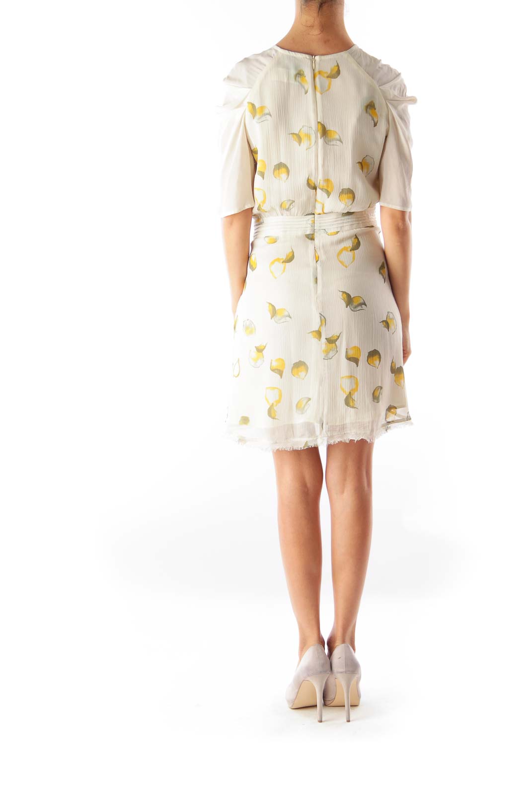 Beige Lemon Print Dress