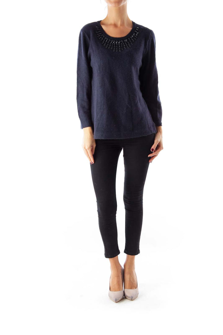 Navy Beaded Sweater