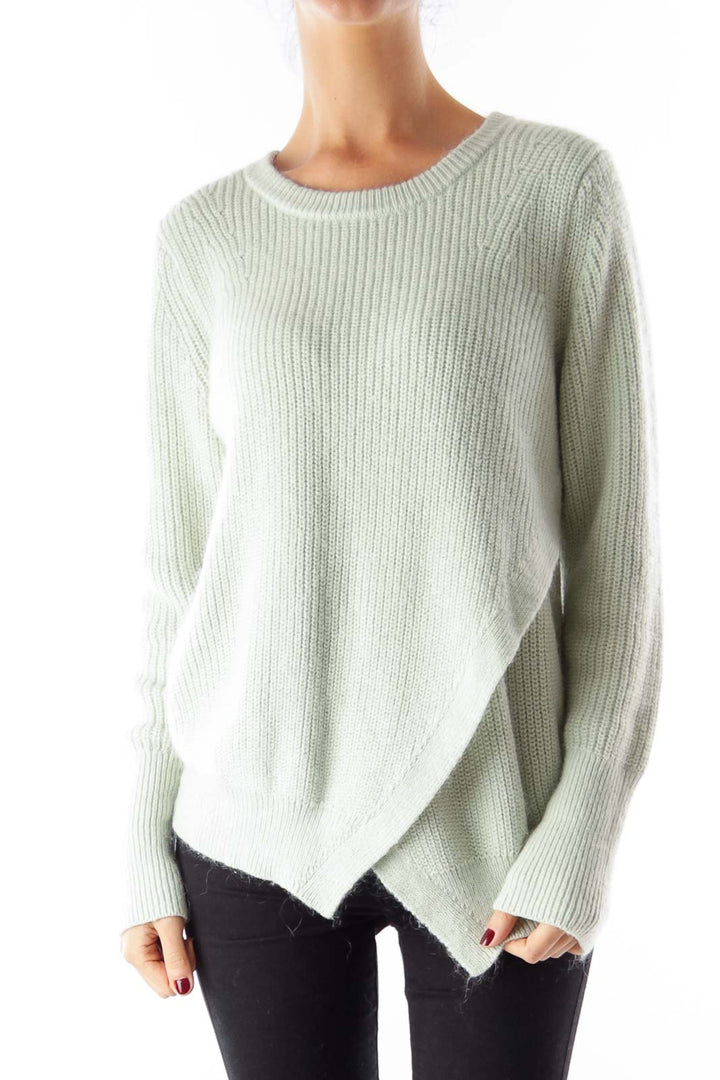 Pastel Green Wrap Sweater