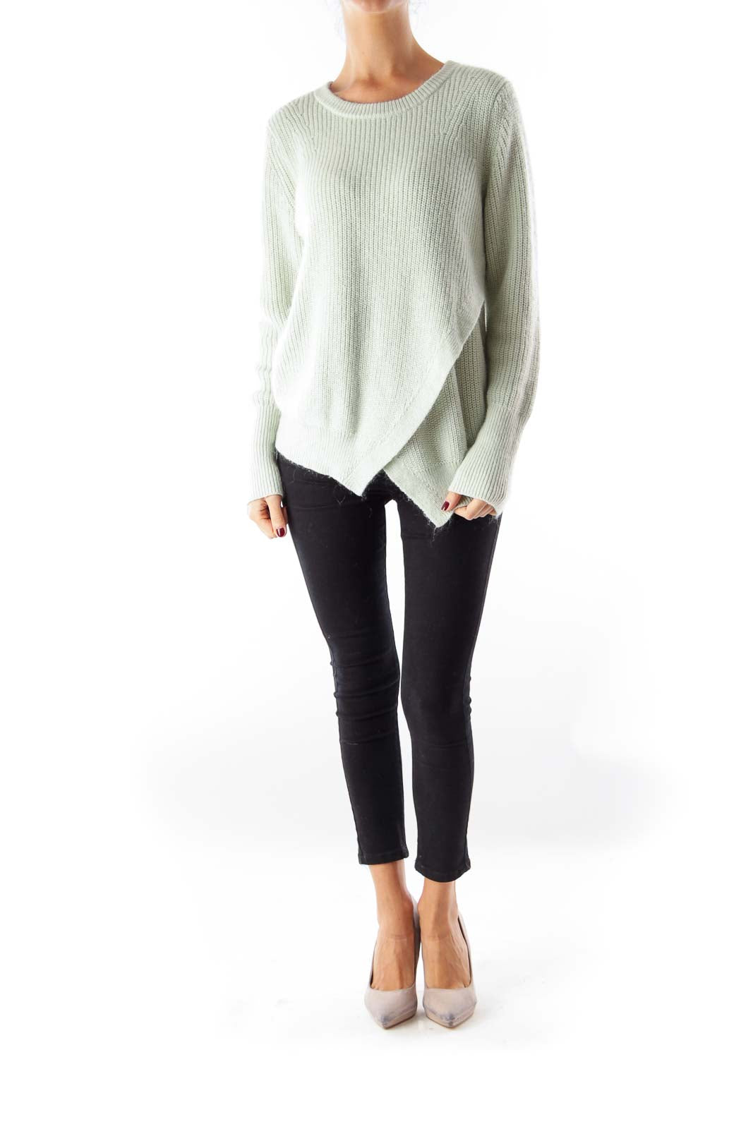 Pastel Green Wrap Sweater