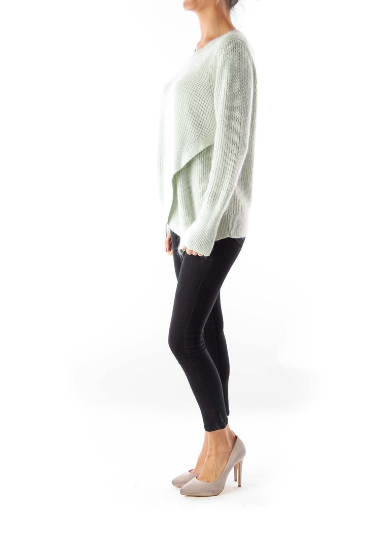 Pastel Green Wrap Sweater