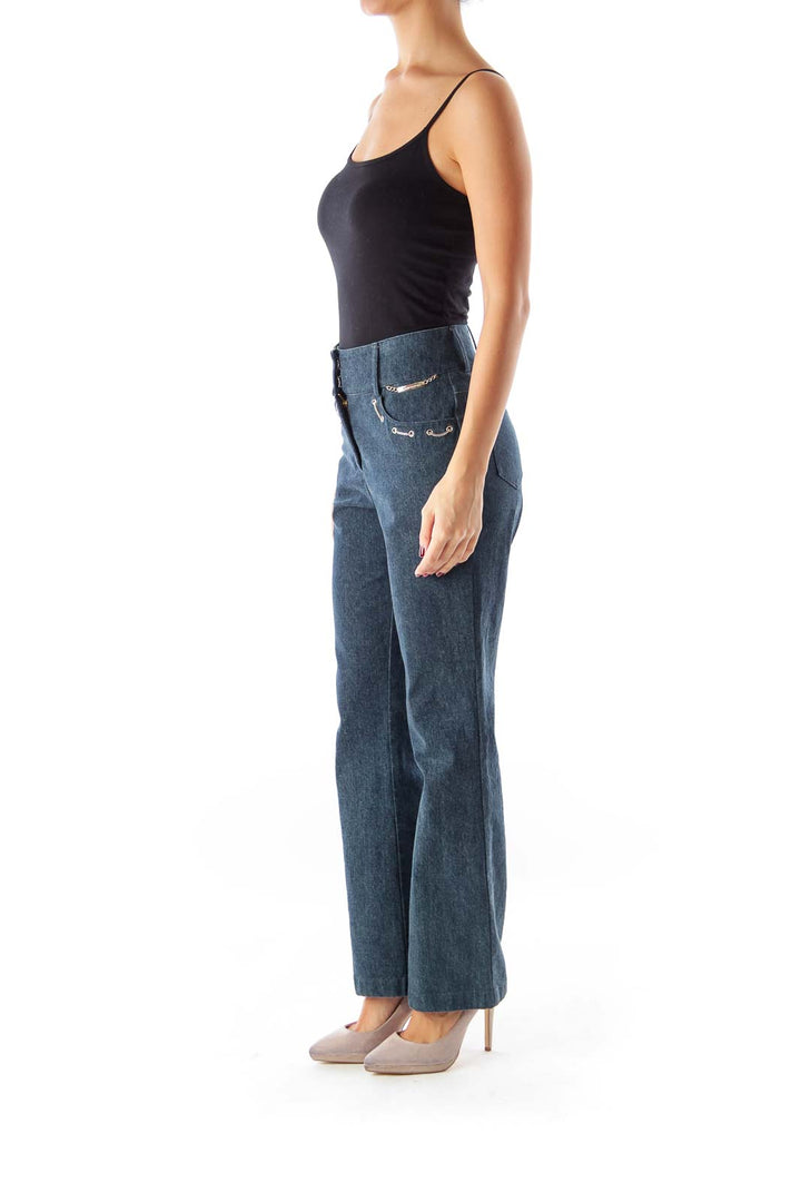 Blue Chain Flare Jeans