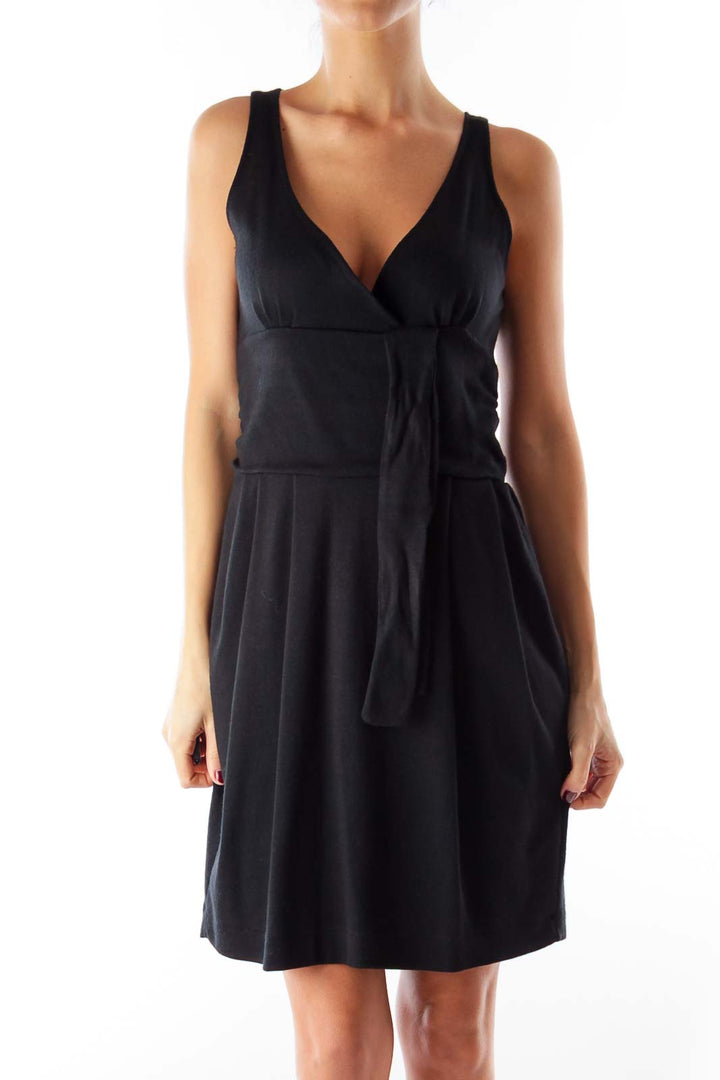 Black Wrap Knit Dress