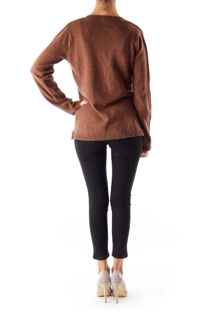 Brown V Neck Sweater