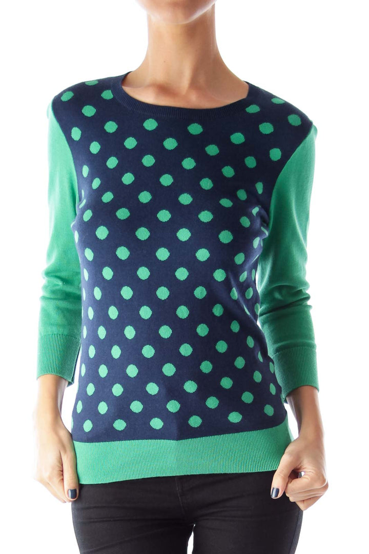 Green & Navy Polka Dot Sweater