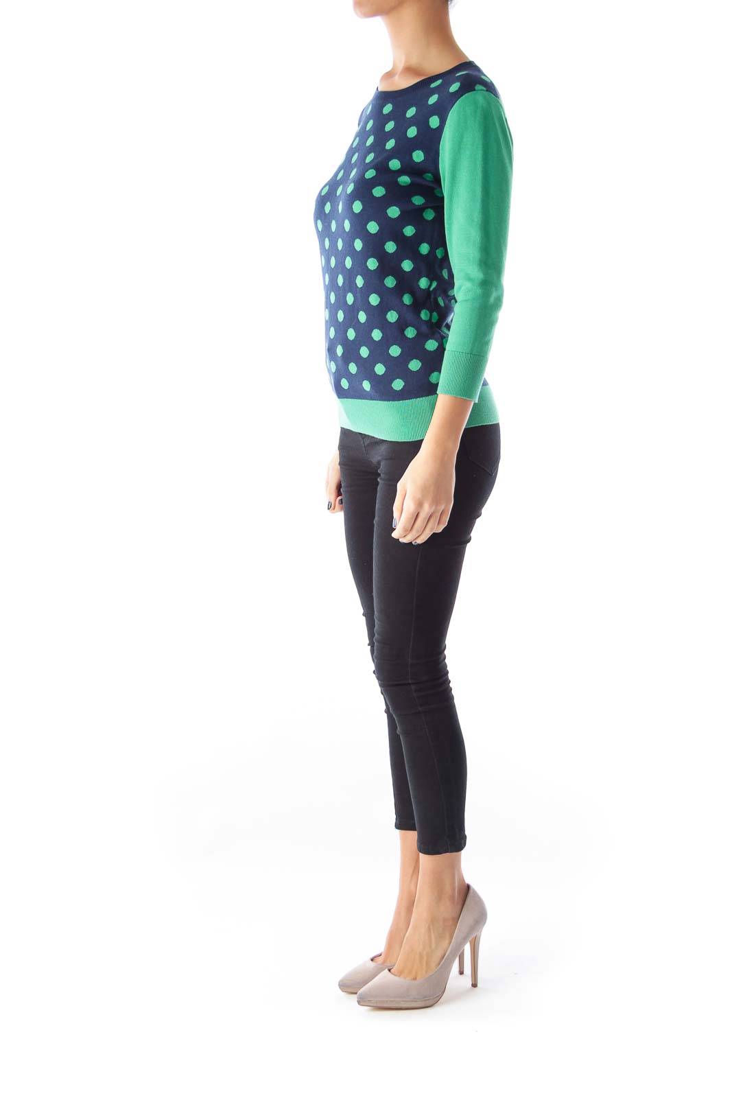 Green & Navy Polka Dot Sweater