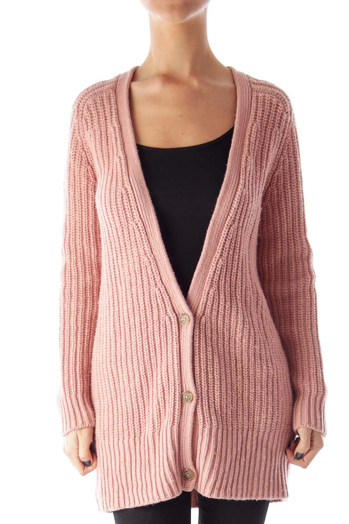 Pink Oversized Chunky Cardigan