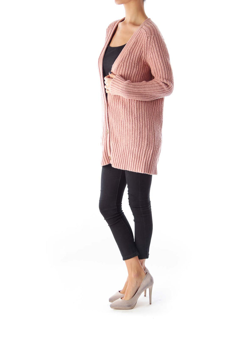 Pink Oversized Chunky Cardigan