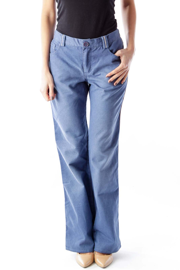 Blue High Waist Wide Leg Jeans