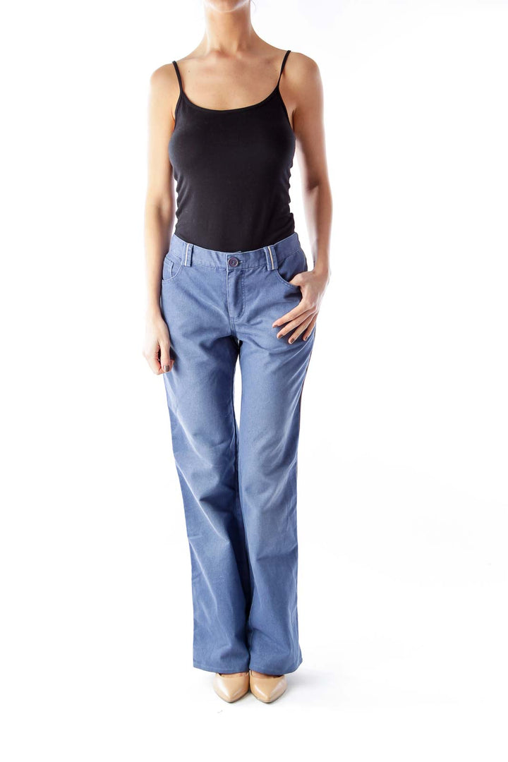 Blue High Waist Wide Leg Jeans