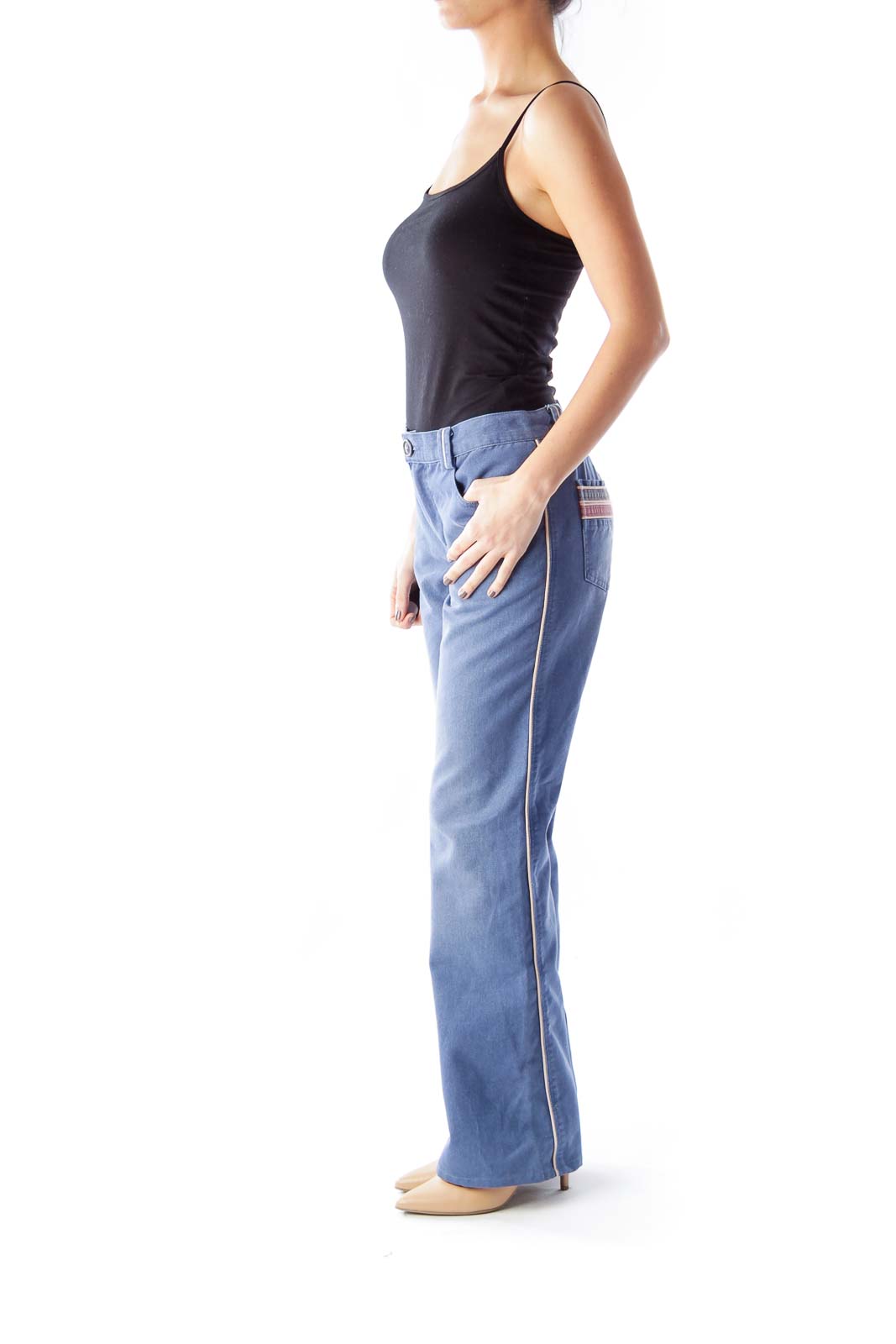 Blue High Waist Wide Leg Jeans