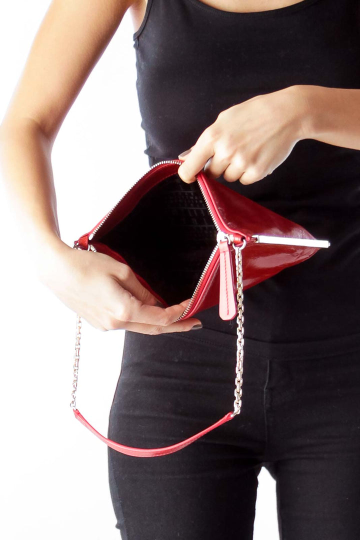 Red Leather Mini Shoulder Bag