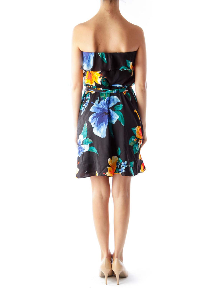 Floral Print Strapless Dress