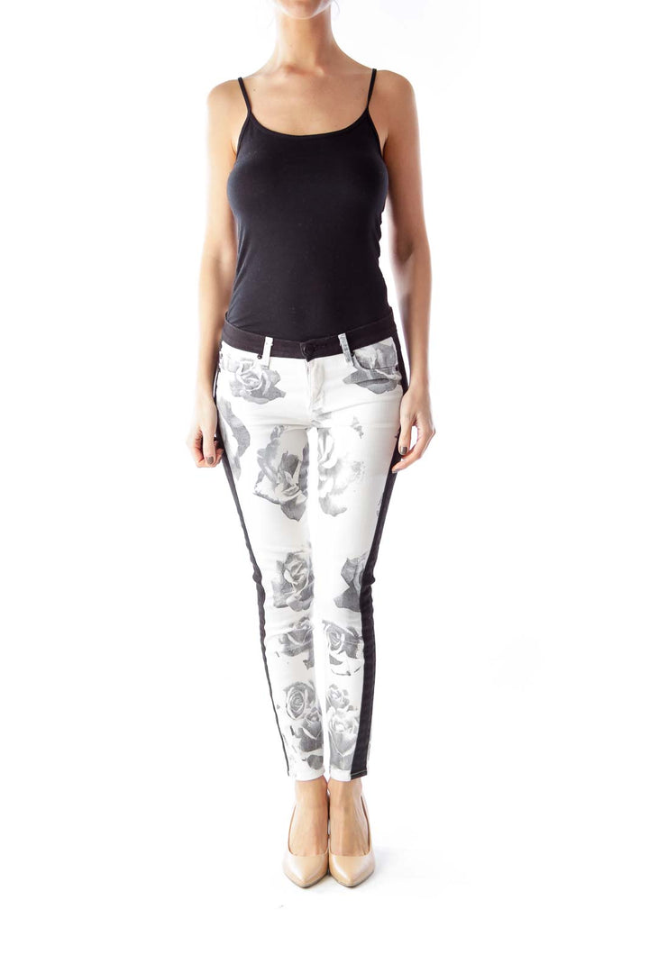 Black & White Floral Skinny Jeans