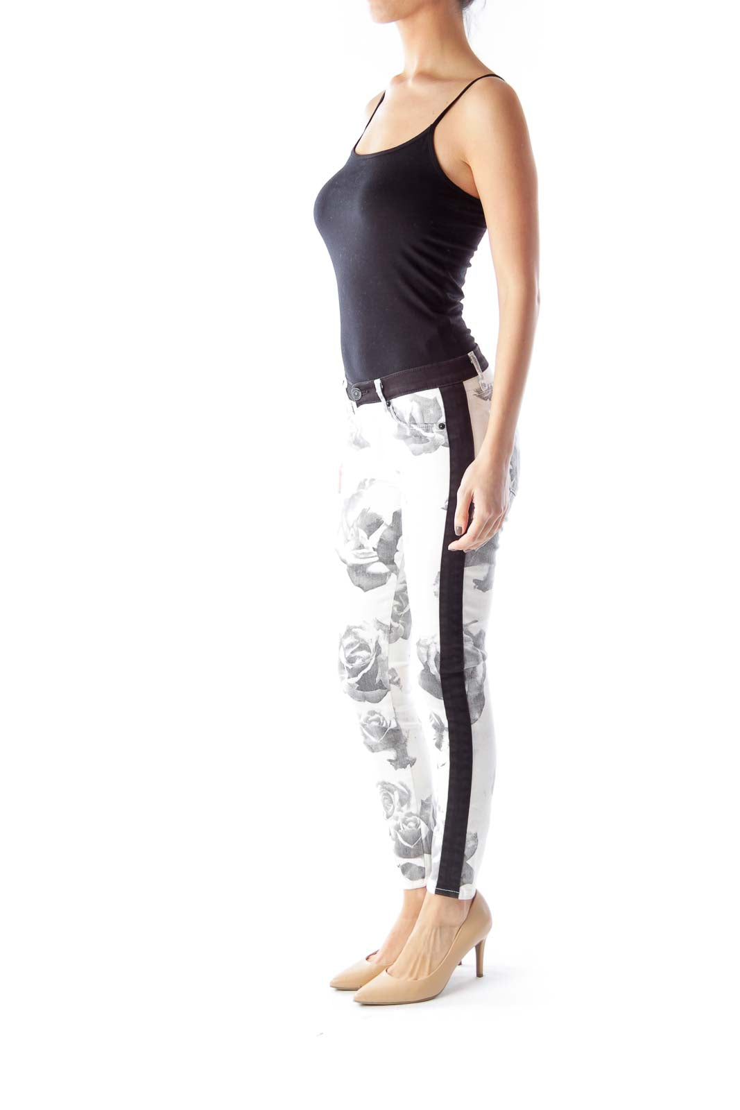 Black & White Floral Skinny Jeans