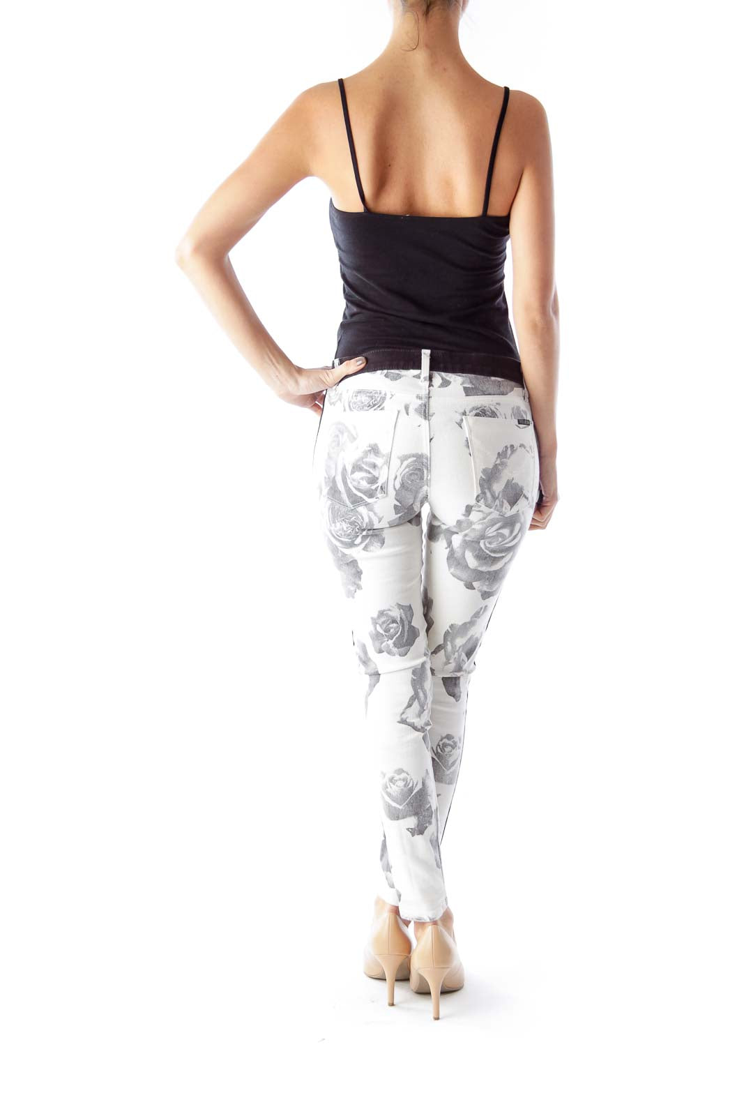 Black & White Floral Skinny Jeans