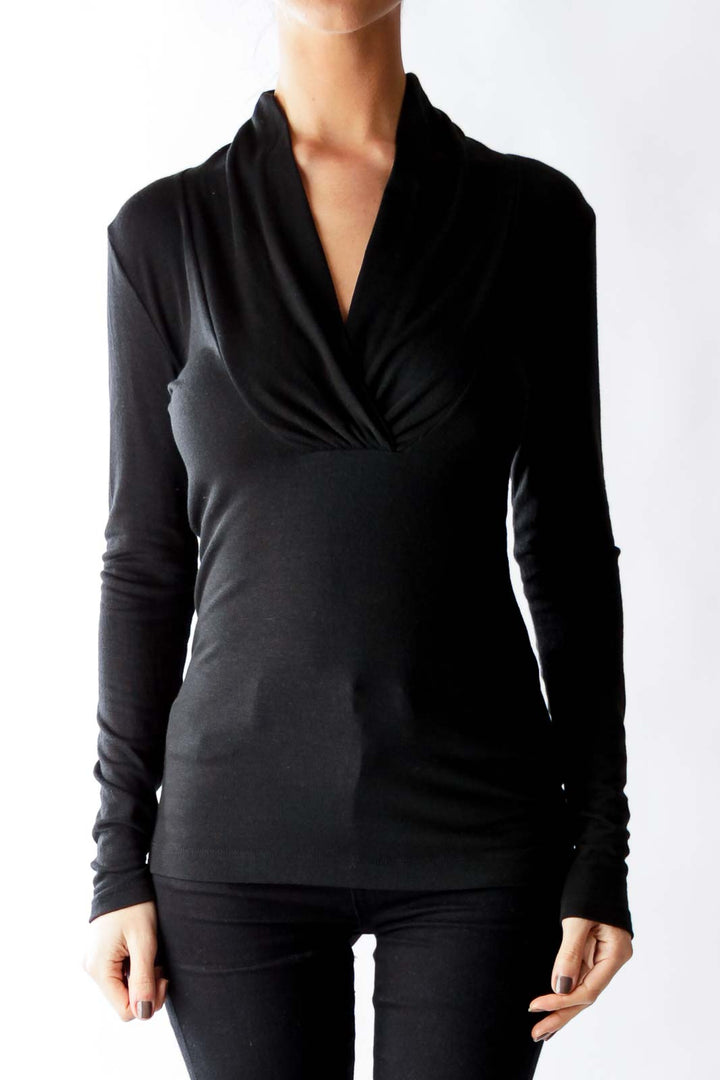 Black V Neck Long Sleeve Shirt