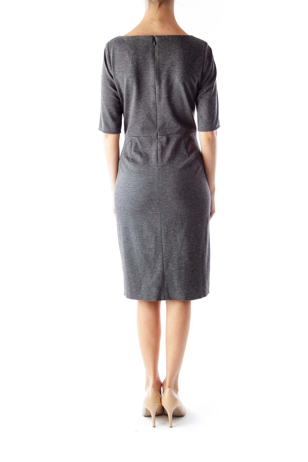 Gray Short Sleeve Knot Dress