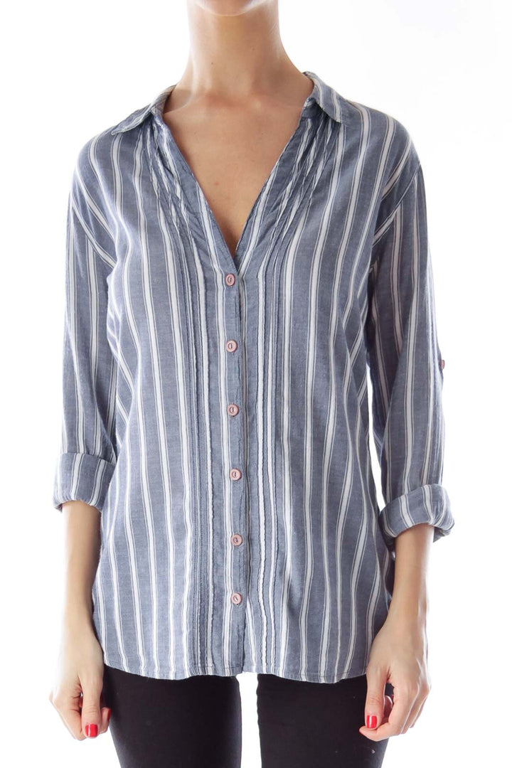 Denim Blue & White Stripe Shirt