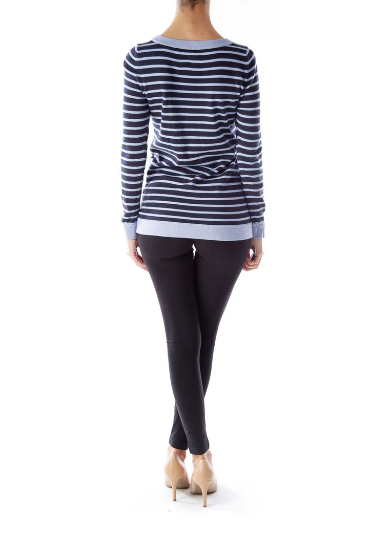 Blue Striped Pocket Sweater