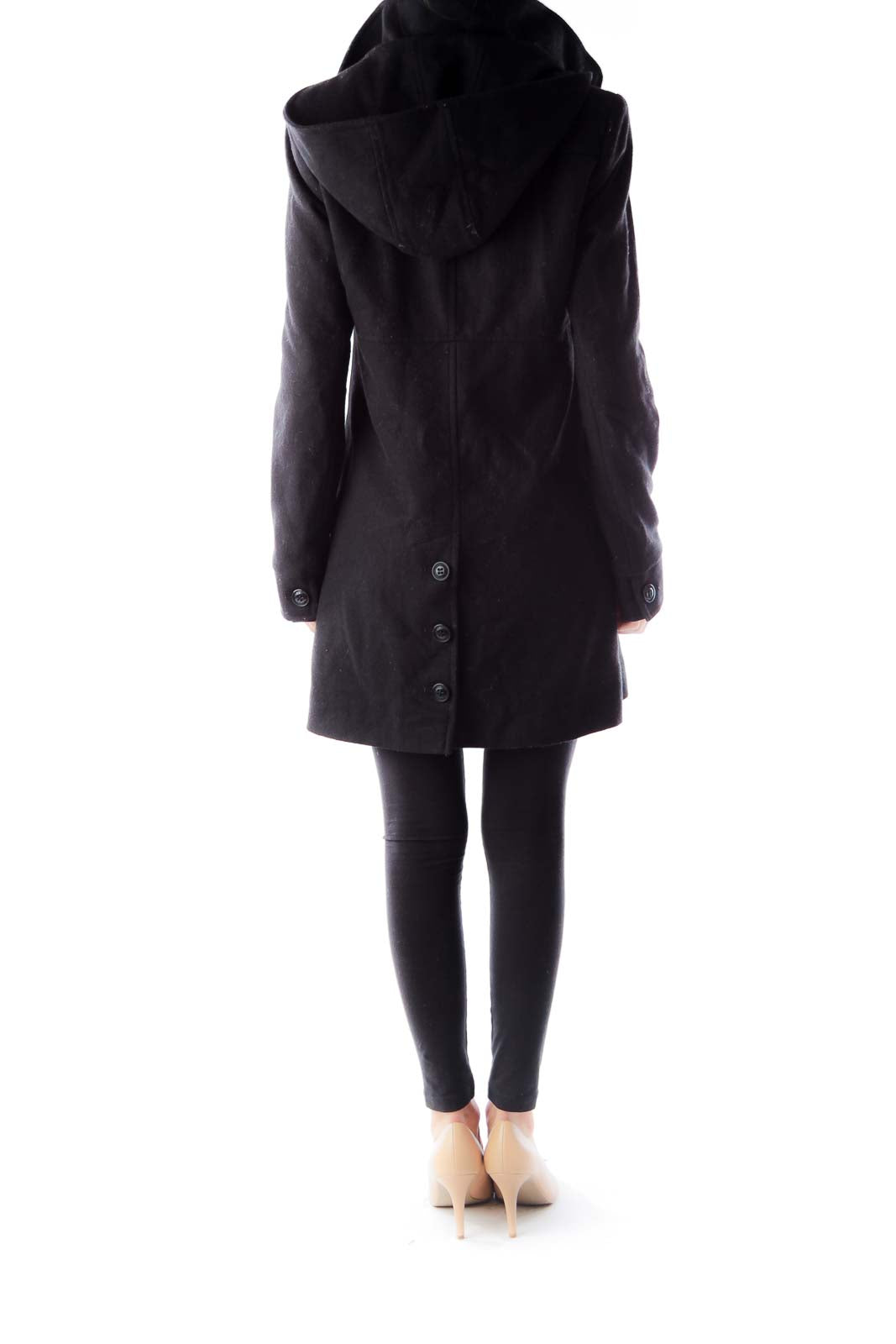 Black Hooded Peacoat