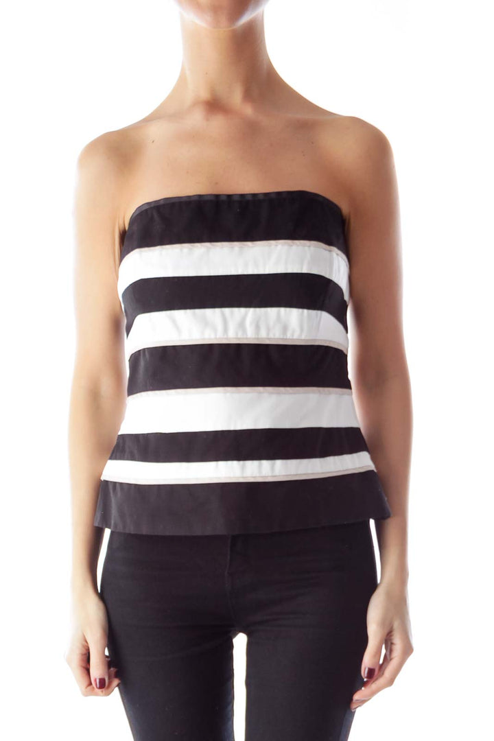 Black & Cream Stripe Top