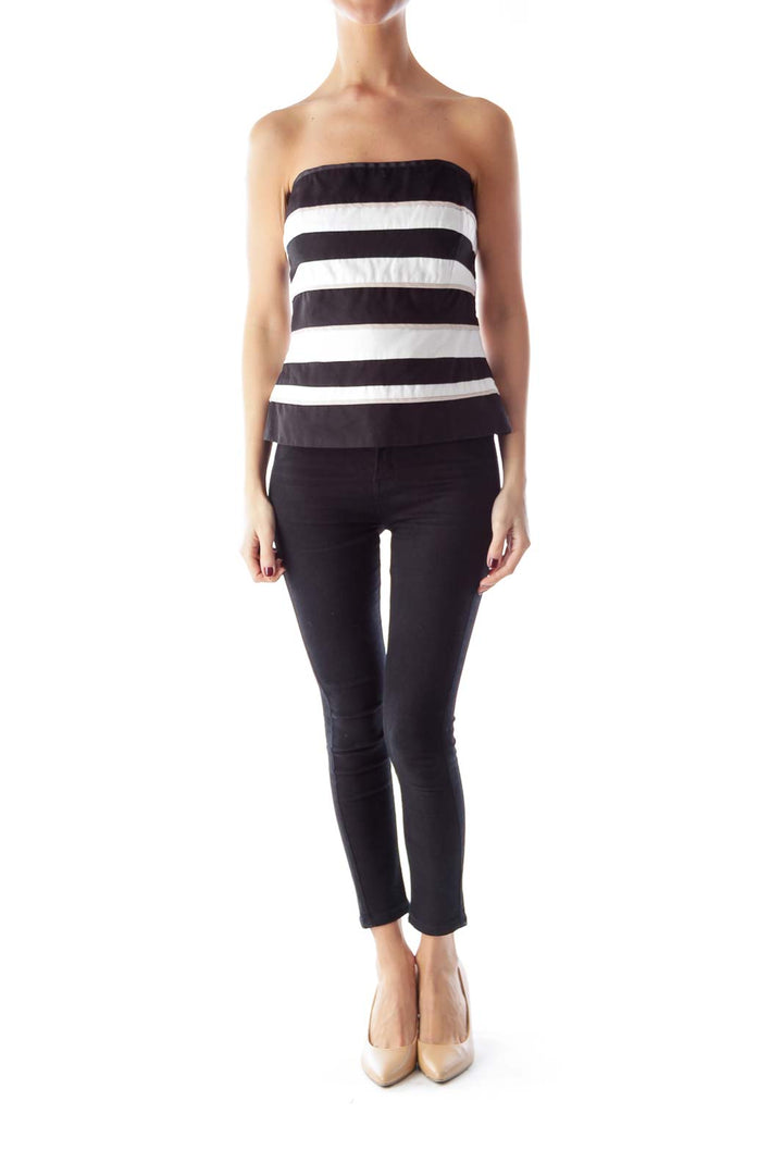 Black & Cream Stripe Top