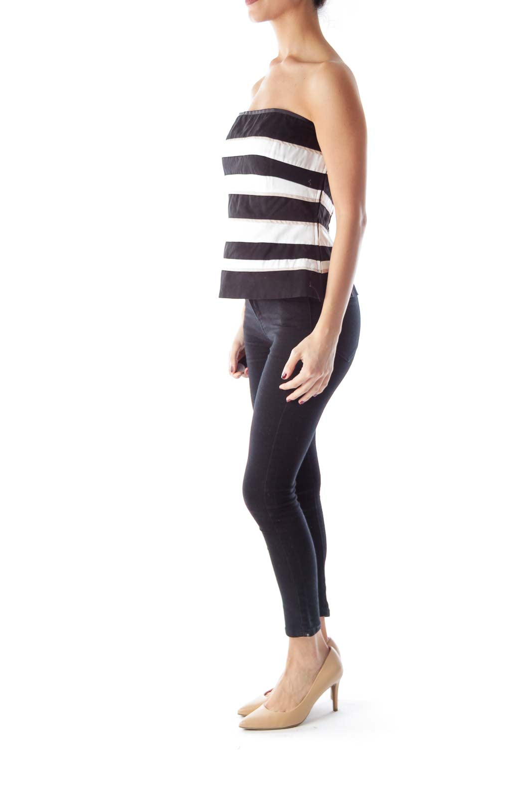 Black & Cream Stripe Top