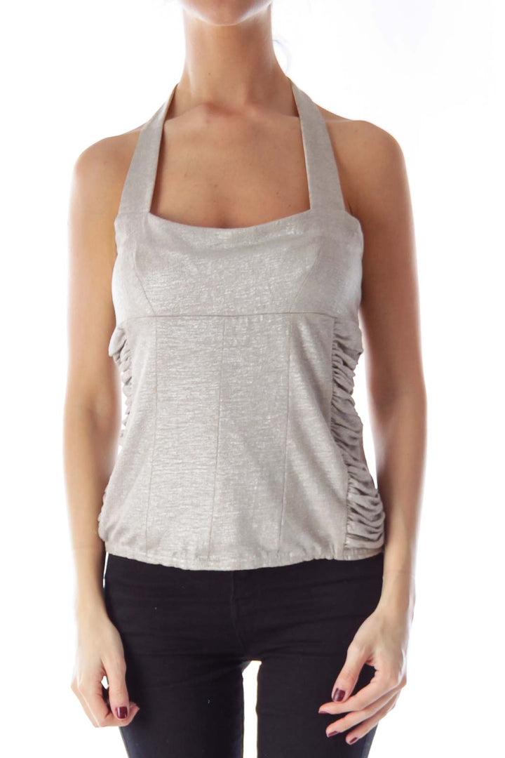 Gray Metallic Halter Top