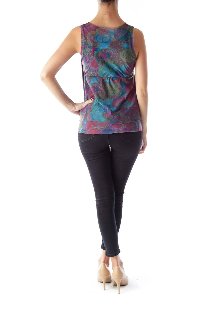 Purple Print Wrap Top